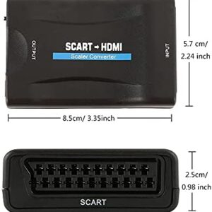 SCART to HDMI Converter, Full HD 720P/1080P Switch Video Audio Upscale Converter for Smartphone to HDTV STB PS3 Sky DVD Blu-ray