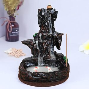 ZRSDIXKI Backflow Incense Burner, Mountain Backflow Incense Holder Handmade Waterfall Incense Burner with 50 Incense Cones, 30 Incense Stick, 1 Box, 1 Mat, 1 Tweezer, for Gift or Home Decoration