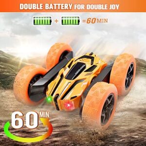 ZRSDIXKI Remote Controlled Car with Remote Control from 3 4 5 6 7 8 Years 2.4 GHz Car Remote Control 4WD All Terrain Toy Car Double-Sided 360° Flip Rotary RC Stunt Car for Children Boys Girls